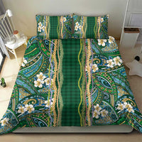Hawaiian Art Flower Tribal with Lei Bedding Set Palaka Pattern Green Color LT03 - Polynesian Pride