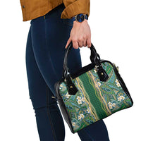 Hawaiian Art Flower Tribal with Lei Shoulder Handbag Palaka Pattern Green Color LT03 - Polynesian Pride