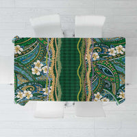 Hawaiian Art Flower Tribal with Lei Tablecloth Palaka Pattern Green Color LT03 Green - Polynesian Pride