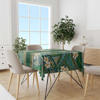 Hawaiian Art Flower Tribal with Lei Tablecloth Palaka Pattern Green Color LT03 - Polynesian Pride