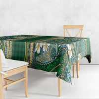 Hawaiian Art Flower Tribal with Lei Tablecloth Palaka Pattern Green Color LT03 - Polynesian Pride