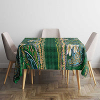 Hawaiian Art Flower Tribal with Lei Tablecloth Palaka Pattern Green Color LT03 - Polynesian Pride