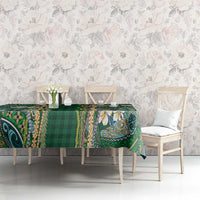 Hawaiian Art Flower Tribal with Lei Tablecloth Palaka Pattern Green Color LT03 - Polynesian Pride