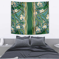 Hawaiian Art Flower Tribal with Lei Tapestry Palaka Pattern Green Color LT03 - Polynesian Pride
