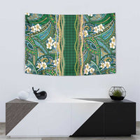 Hawaiian Art Flower Tribal with Lei Tapestry Palaka Pattern Green Color LT03 - Polynesian Pride
