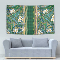Hawaiian Art Flower Tribal with Lei Tapestry Palaka Pattern Green Color LT03 - Polynesian Pride
