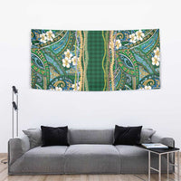 Hawaiian Art Flower Tribal with Lei Tapestry Palaka Pattern Green Color LT03 - Polynesian Pride