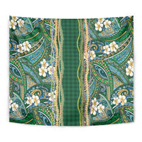 Hawaiian Art Flower Tribal with Lei Tapestry Palaka Pattern Green Color LT03 - Polynesian Pride