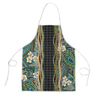 Hawaiian Art Flower Tribal with Lei Apron Palaka Pattern Black Color LT03 Black - Polynesian Pride