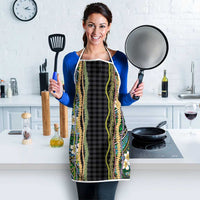 Hawaiian Art Flower Tribal with Lei Apron Palaka Pattern Black Color LT03 - Polynesian Pride