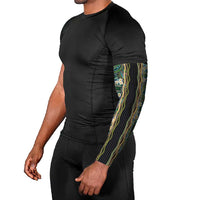 Hawaiian Art Flower Tribal with Lei Arm Sleeves Palaka Pattern Black Color LT03 - Polynesian Pride