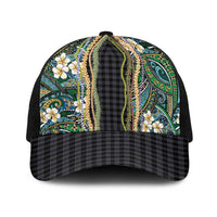 Hawaiian Art Flower Tribal with Lei Baseball Net Cap Palaka Pattern Black Color LT03 One Size Black Black - Polynesian Pride