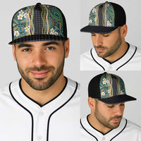 Hawaiian Art Flower Tribal with Lei Baseball Net Cap Palaka Pattern Black Color LT03 - Polynesian Pride