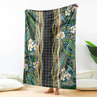 Hawaiian Art Flower Tribal with Lei Blanket Palaka Pattern Black Color LT03 - Polynesian Pride