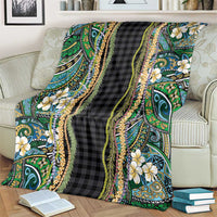Hawaiian Art Flower Tribal with Lei Blanket Palaka Pattern Black Color LT03 - Polynesian Pride
