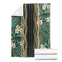 Hawaiian Art Flower Tribal with Lei Blanket Palaka Pattern Black Color LT03 - Polynesian Pride