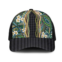 Hawaiian Art Flower Tribal with Lei Mesh Trucker Cap Palaka Pattern Black Color LT03 One Size Black Black - Polynesian Pride