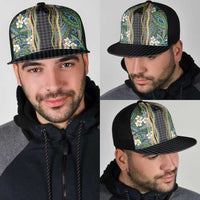 Hawaiian Art Flower Tribal with Lei Mesh Trucker Cap Palaka Pattern Black Color LT03 - Polynesian Pride