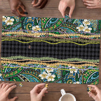 Hawaiian Art Flower Tribal with Lei Puzzle Palaka Pattern Black Color LT03 - Polynesian Pride