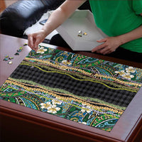 Hawaiian Art Flower Tribal with Lei Puzzle Palaka Pattern Black Color LT03 - Polynesian Pride