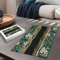 Hawaiian Art Flower Tribal with Lei Puzzle Palaka Pattern Black Color LT03 - Polynesian Pride
