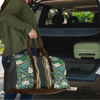Hawaiian Art Flower Tribal with Lei Travel Bag Palaka Pattern Black Color LT03 - Polynesian Pride