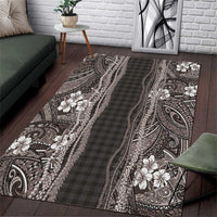 Hawaiian Art Flower Tribal with Lei Area Rug Palaka Pattern Grayscale LT03 Gray - Polynesian Pride