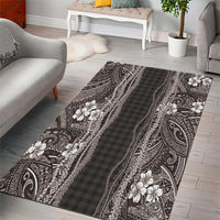 Hawaiian Art Flower Tribal with Lei Area Rug Palaka Pattern Grayscale LT03 - Polynesian Pride