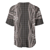 Hawaiian Art Flower Tribal with Lei Baseball Jersey Palaka Pattern Grayscale LT03 - Polynesian Pride