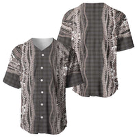 Hawaiian Art Flower Tribal with Lei Baseball Jersey Palaka Pattern Grayscale LT03 - Polynesian Pride