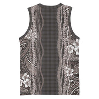 Hawaiian Art Flower Tribal with Lei Basketball Jersey Palaka Pattern Grayscale LT03 - Polynesian Pride