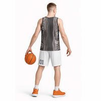 Hawaiian Art Flower Tribal with Lei Basketball Jersey Palaka Pattern Grayscale LT03 - Polynesian Pride