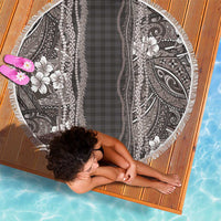 Hawaiian Art Flower Tribal with Lei Beach Blanket Palaka Pattern Grayscale LT03 - Polynesian Pride