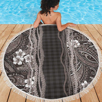 Hawaiian Art Flower Tribal with Lei Beach Blanket Palaka Pattern Grayscale LT03 - Polynesian Pride