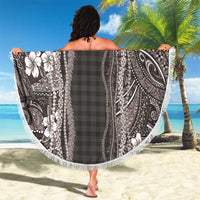 Hawaiian Art Flower Tribal with Lei Beach Blanket Palaka Pattern Grayscale LT03 - Polynesian Pride