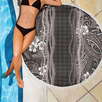 Hawaiian Art Flower Tribal with Lei Beach Blanket Palaka Pattern Grayscale LT03 - Polynesian Pride
