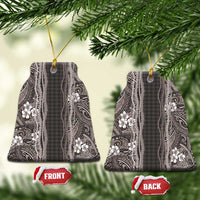 Hawaiian Art Flower Tribal with Lei Ceramic Ornament Palaka Pattern Grayscale LT03 Bell Flake Gray - Polynesian Pride