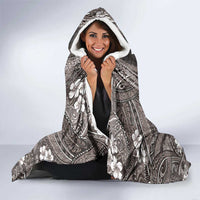 Hawaiian Art Flower Tribal with Lei Hooded Blanket Palaka Pattern Grayscale LT03 - Polynesian Pride