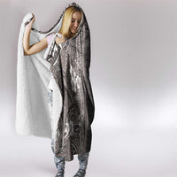 Hawaiian Art Flower Tribal with Lei Hooded Blanket Palaka Pattern Grayscale LT03 - Polynesian Pride