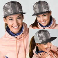 Hawaiian Art Flower Tribal with Lei Mesh Trucker Cap Palaka Pattern Grayscale LT03 - Polynesian Pride
