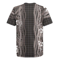 Hawaiian Art Flower Tribal with Lei Rugby Jersey Palaka Pattern Grayscale LT03 - Polynesian Pride