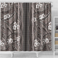 Hawaiian Art Flower Tribal with Lei Shower Curtain Palaka Pattern Grayscale LT03 - Polynesian Pride