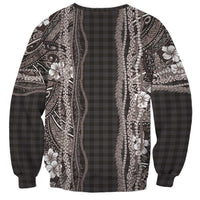 Hawaiian Art Flower Tribal with Lei Sweatshirt Palaka Pattern Grayscale LT03 - Polynesian Pride