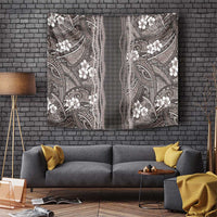 Hawaiian Art Flower Tribal with Lei Tapestry Palaka Pattern Grayscale LT03 Gray - Polynesian Pride