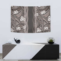 Hawaiian Art Flower Tribal with Lei Tapestry Palaka Pattern Grayscale LT03 - Polynesian Pride