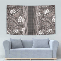 Hawaiian Art Flower Tribal with Lei Tapestry Palaka Pattern Grayscale LT03 - Polynesian Pride