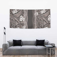 Hawaiian Art Flower Tribal with Lei Tapestry Palaka Pattern Grayscale LT03 - Polynesian Pride