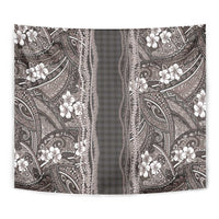Hawaiian Art Flower Tribal with Lei Tapestry Palaka Pattern Grayscale LT03 - Polynesian Pride