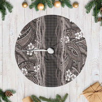 Hawaiian Art Flower Tribal with Lei Tree Skirt Palaka Pattern Grayscale LT03 Casual Gray - Polynesian Pride