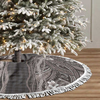 Hawaiian Art Flower Tribal with Lei Tree Skirt Palaka Pattern Grayscale LT03 - Polynesian Pride